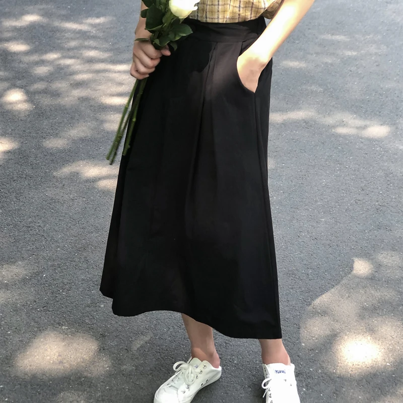 Женская винтажная плиссированная юбка GOPLUS черная и белая трапециевидной формы с