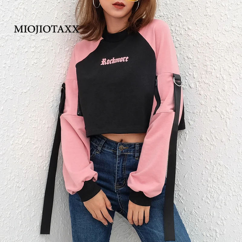 

MIOJIOTAXX European American New Tooling Pocket Stitching Gothic Women's Sweater In Autumn 2022 Letter Printing Sweatshirt
