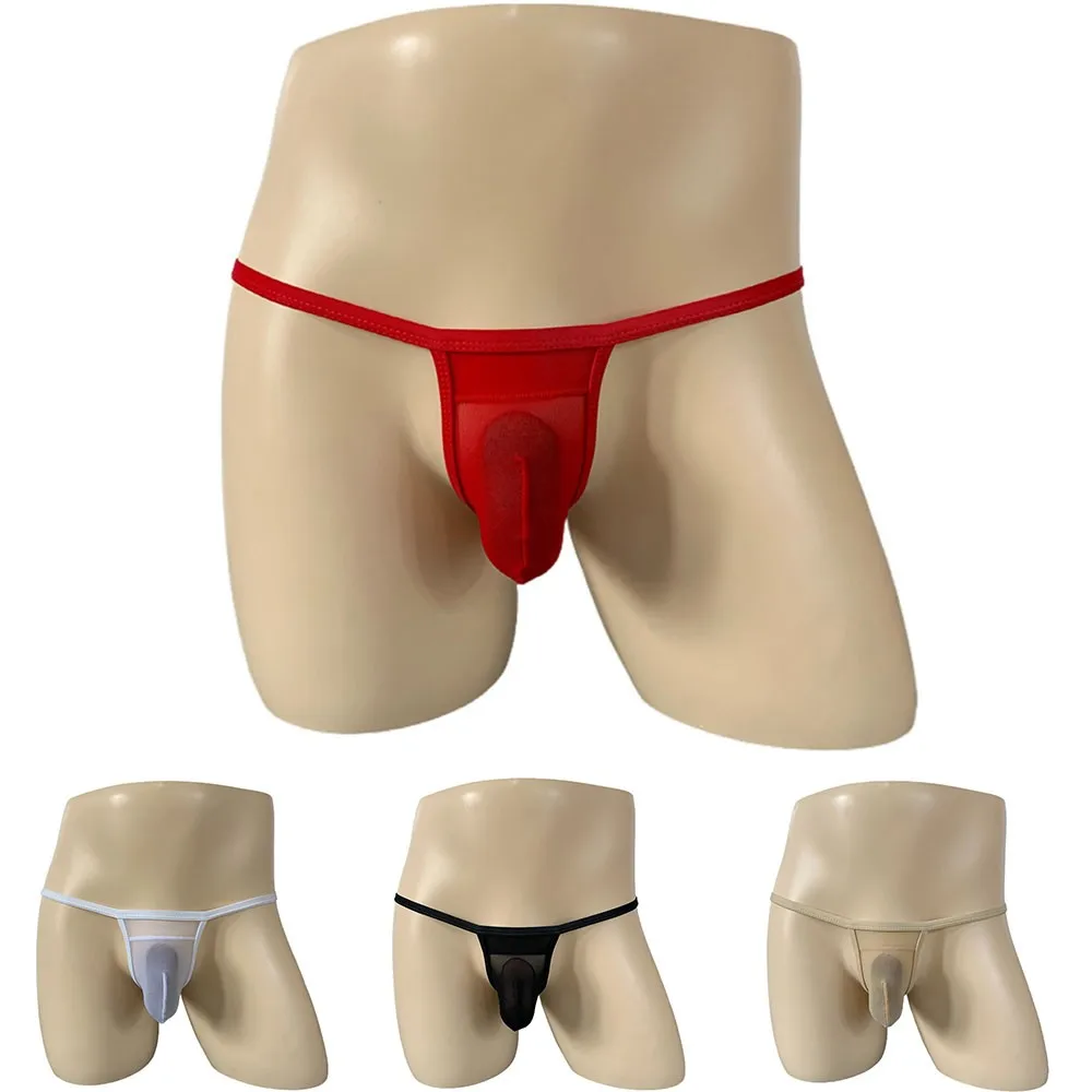 

Men Mesh Transparent Brief Low Waist Silk Stretch Breathable Thong Mini T-back Backless Bulge Pouch G String Erotic Temptation