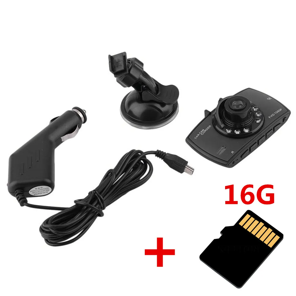 DVR and 16G card Kebidumei 1080P Автомобильный видеорегистратор с углом обзора 120 градусов, Автомобильный видеорегистратор для вождения, автомобильный детектор - Название цвета: DVR and 16G card