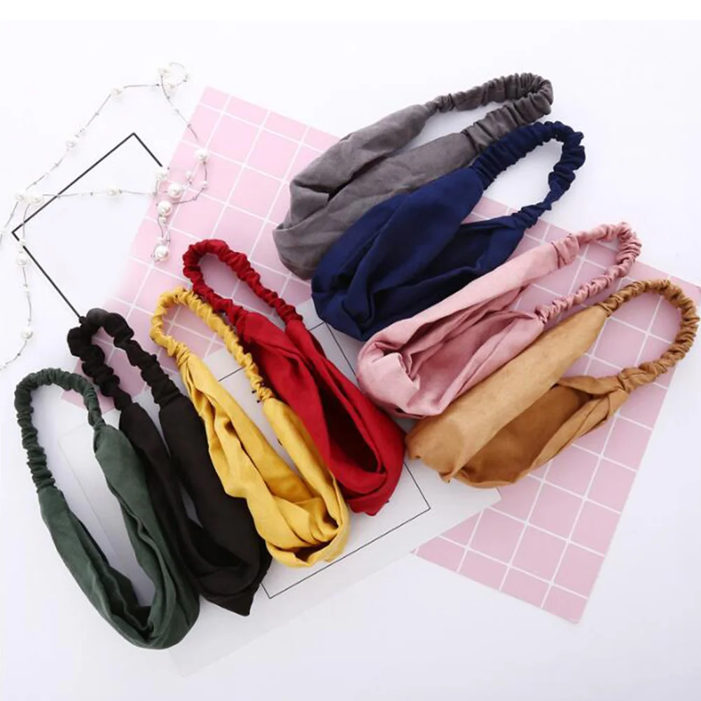 

Women Spring Suede Headband Vintage Cross Knot Elastic Hairbands Solid Pink Red Black Girls Hairband For Women Hair Accessories