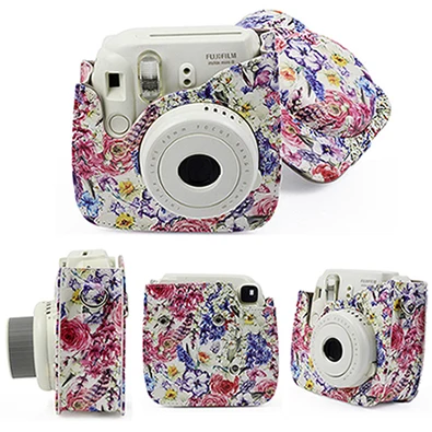Rose Fujifilm Instax Mini camera Bag ColorfuI мгновенный аксессуар для камеры из искусственной кожи чехол с плечевым ремнем для Instax Mini 9 Min8 8 - Цвет: Rose
