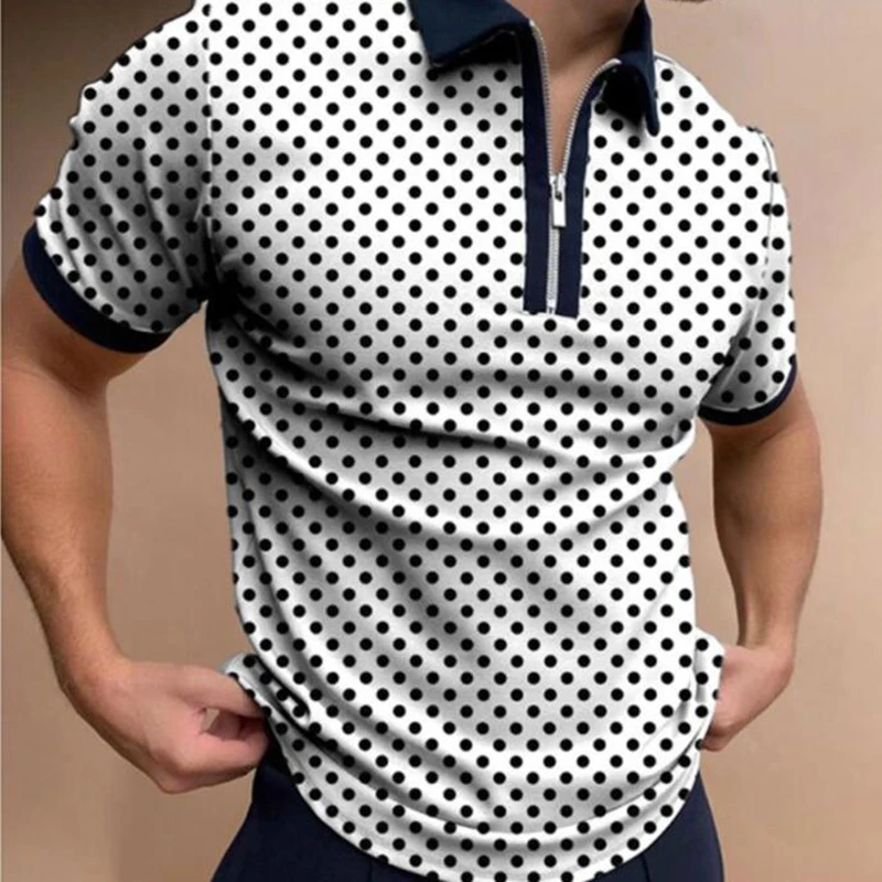 

2021 Summer Hot Sale Men's Fashion Trendy Casual Slim Short Sleeve Polo Shirt Business Shirt High Quality Zipper Neck T-Shirt