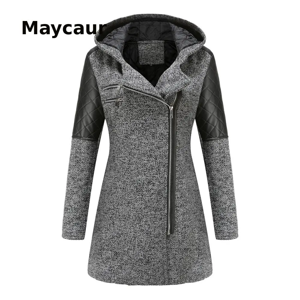 

Женское шерстяное пальто с капюшоном, теплая куртка на осень и зиму, 518