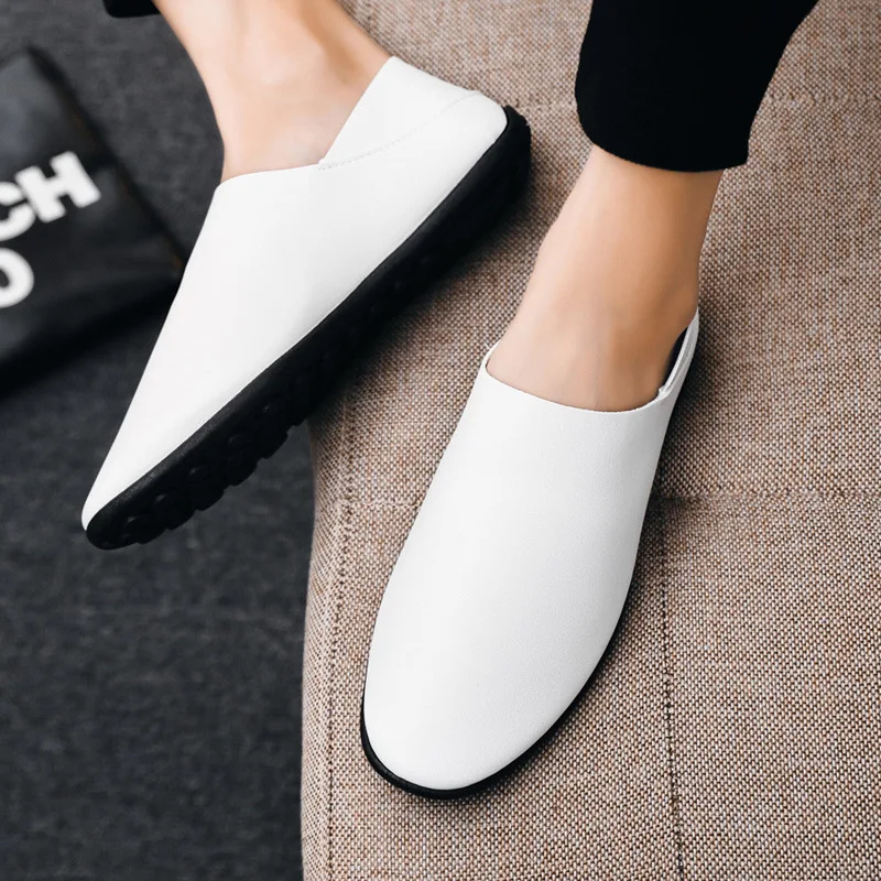 

2021 Spring Autumn New Concise Style Leather Casual Shoes for Man Breathable Rubber Flat Casual Loafers with Platform for Daily