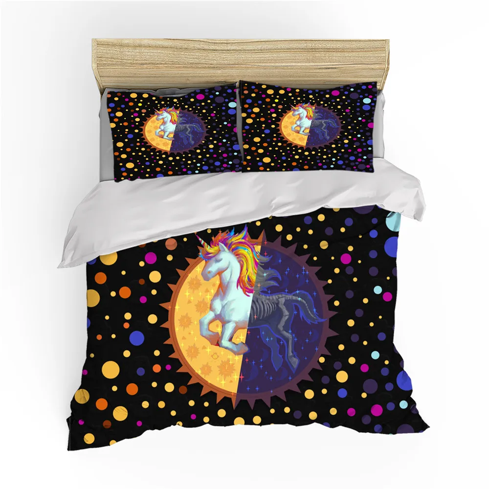 

Cute Unicorn Rainbow Duvet Cover Set Galaxy Stars Girls Boys GIfts Bedroom Decor Bedding Set Soft Comforter Cover with Zipper