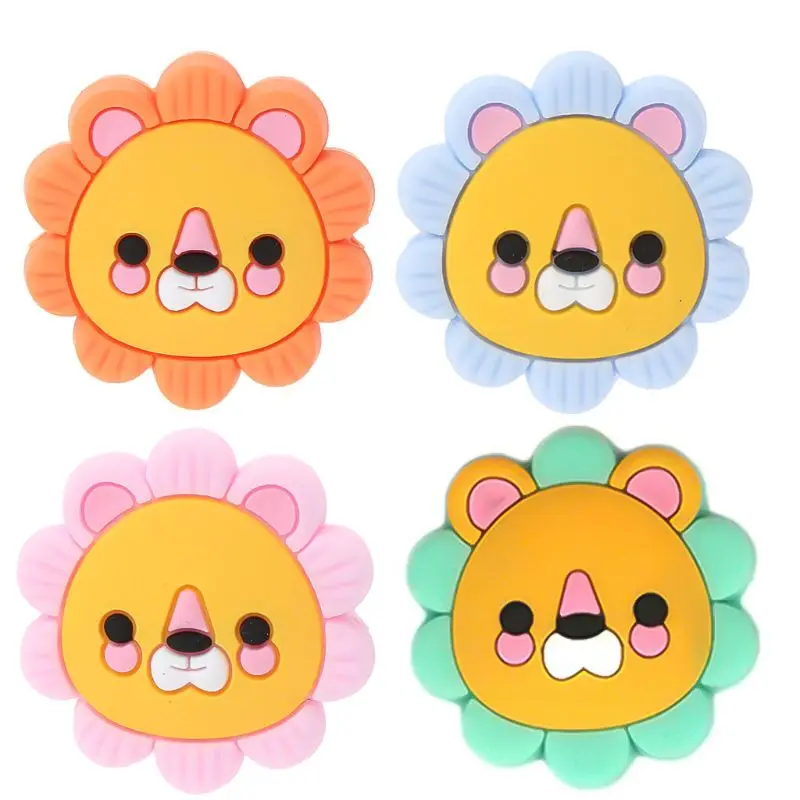 

5PCS Silicone Beads Teething Mini Lion Food Grade Silicone Toy Teething Nursing Chewing DIY Shower Gift Baby Teether