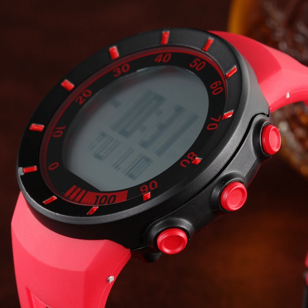 Женские цифровые наручные часы Ohsen с ЖК дисплеем Красный Модный Резиновый