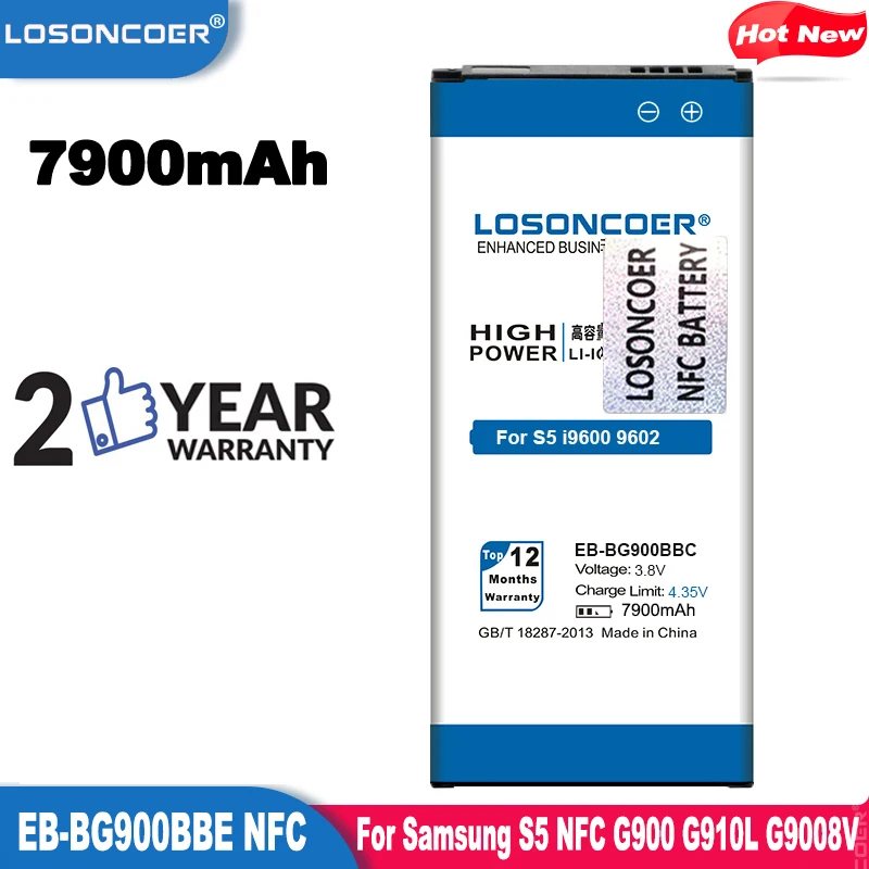 LOSONCOER NFC 7900 мАч EB BG900BBC S5 батарея для Samsung BG903BBE Galaxy NEO G903F G903W G900 g910L/910S/910K|Аккумуляторы