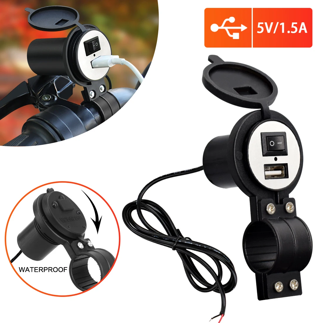 

USB-зарядное устройство для мотоцикла, 5 В/1,5 А