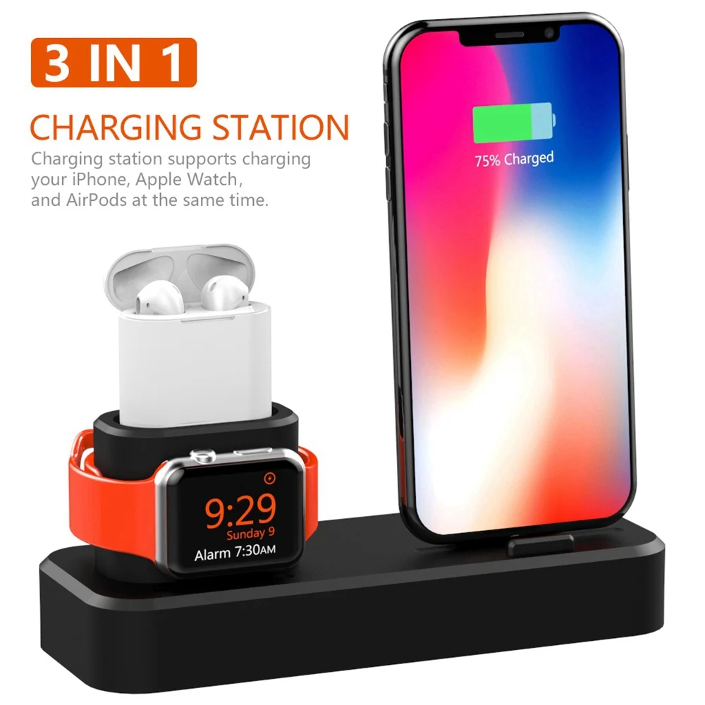 Зарядная док станция KISSCASE подставка держатель для iPhone 7 Airpods Apple Watch X кабеля