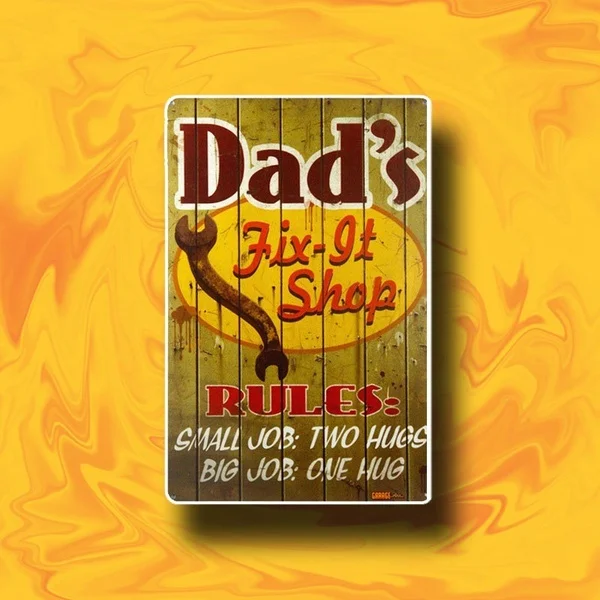 

Dad Repair Shop Plaque Retro Metal Tin Sign Family Bar Decoration Metal Plate Garage Wall Paste Art Poster Gift