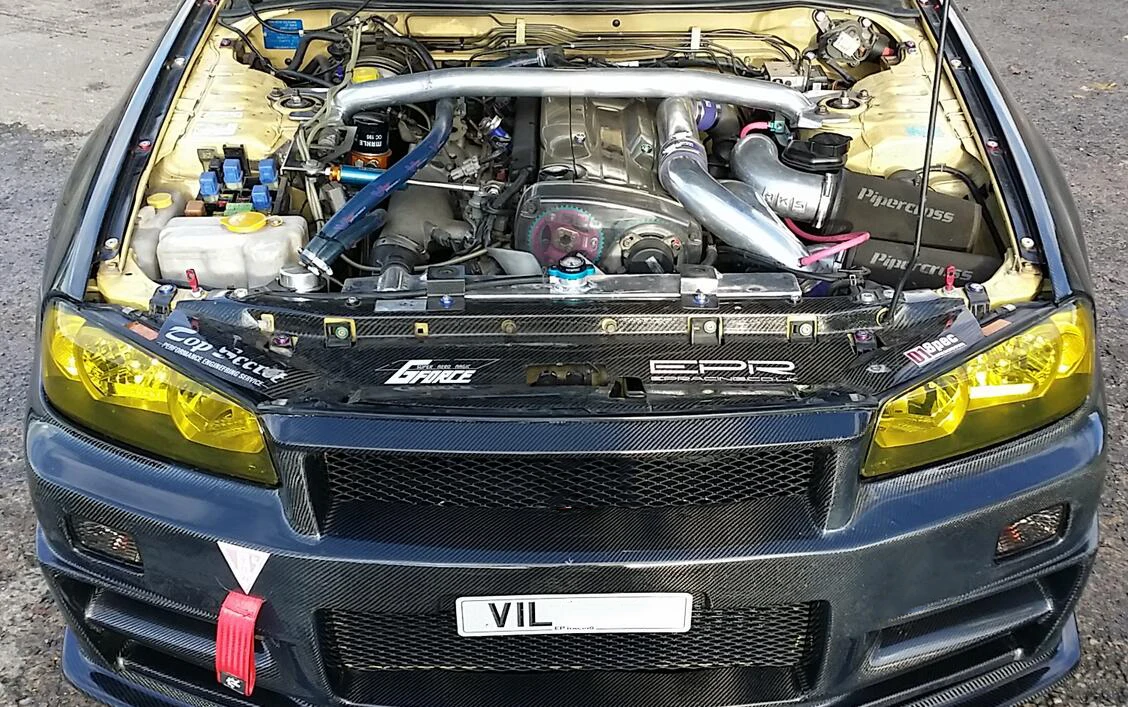 Стайлинг автомобиля для Nissan Skyline R34 GTR Gage-Style комплект корпуса радиатора из
