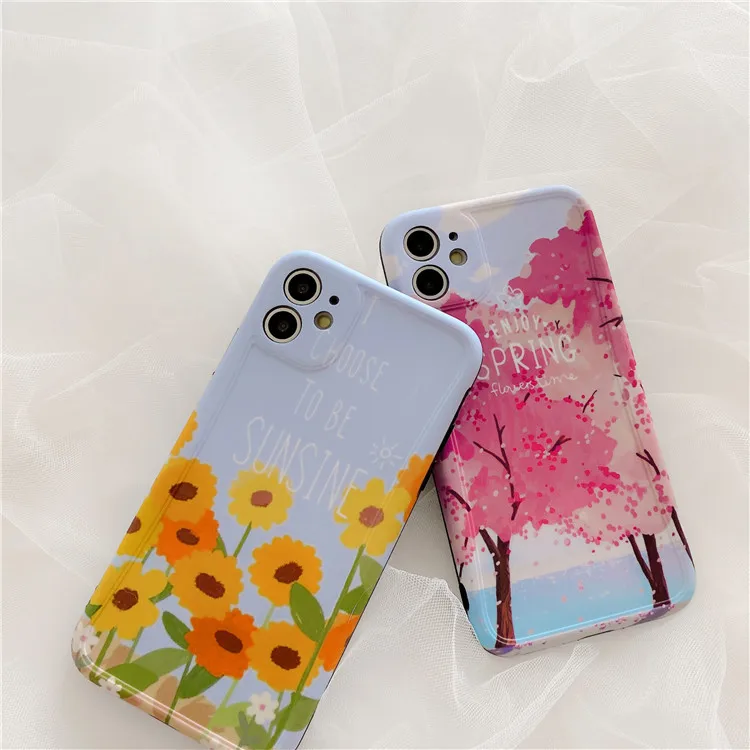 Летний милый цветочный Романтический Сакура чехол для телефона iPhone 11 Pro Max мягкий