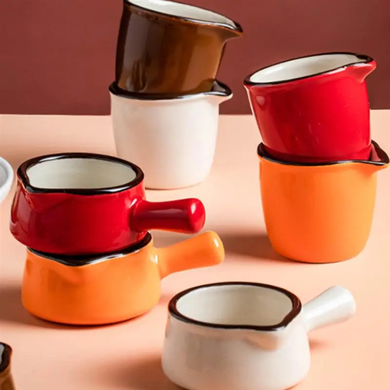 2pcs Mini Milk Cup Ceramic Jug Coffee Spout Mug Wine Drinkware (40ml) |