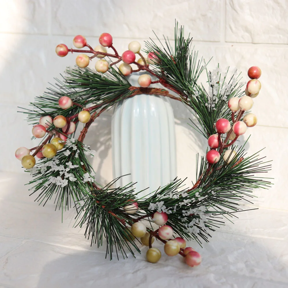 Искусственные ягодные ветки цветы рождественские украшения венок красный