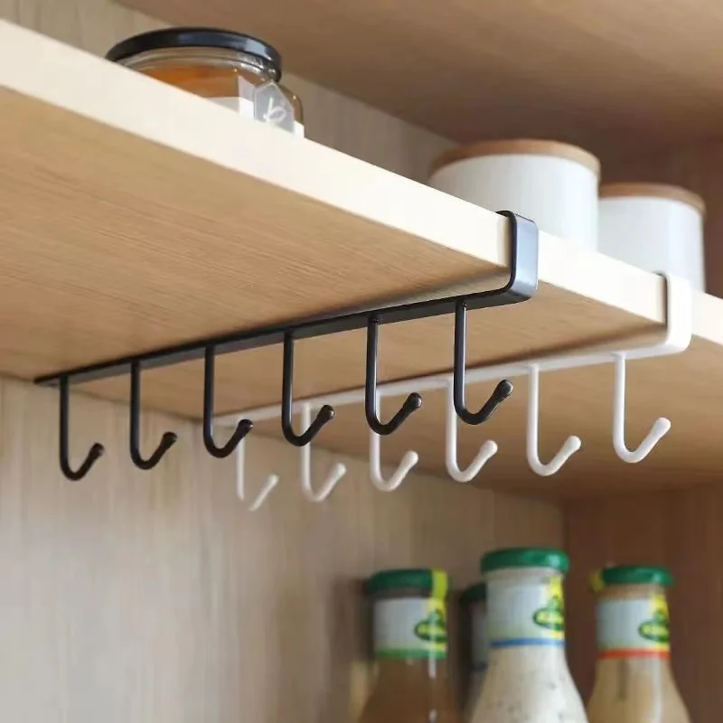 

Kitchen Cabinet Hooks Shelf Free Punch Rack Multifunctional Hanger for Kitchen Gadgets Cabinet Dish Organizer Hanging Rack Hook