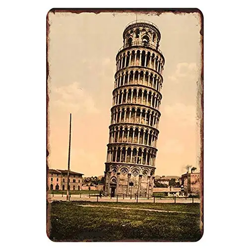 Наклонная башня Пизы ретро рекламный плакат Настенный декор металлический
