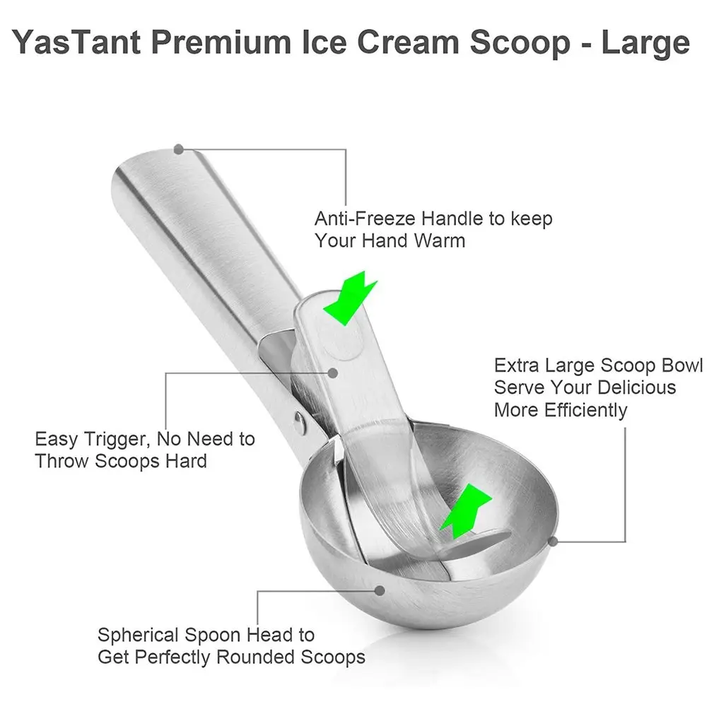 

Sturdy Stainless Steel Ice Cream Scoop with Comfortable Antifreeze Handle Dual-purpose Ice Cream Scooper Fruit Spoon