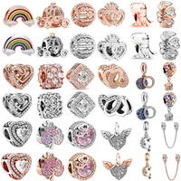 rose gold color silver color charm carriage heart angel wings zircon beads fit original brand charms bracelets diy women jewelry