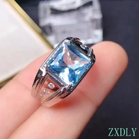 newest muscular man ring size 99mm natural blue topaz gem ring s925 silver square natural gemstone men gift birthstone