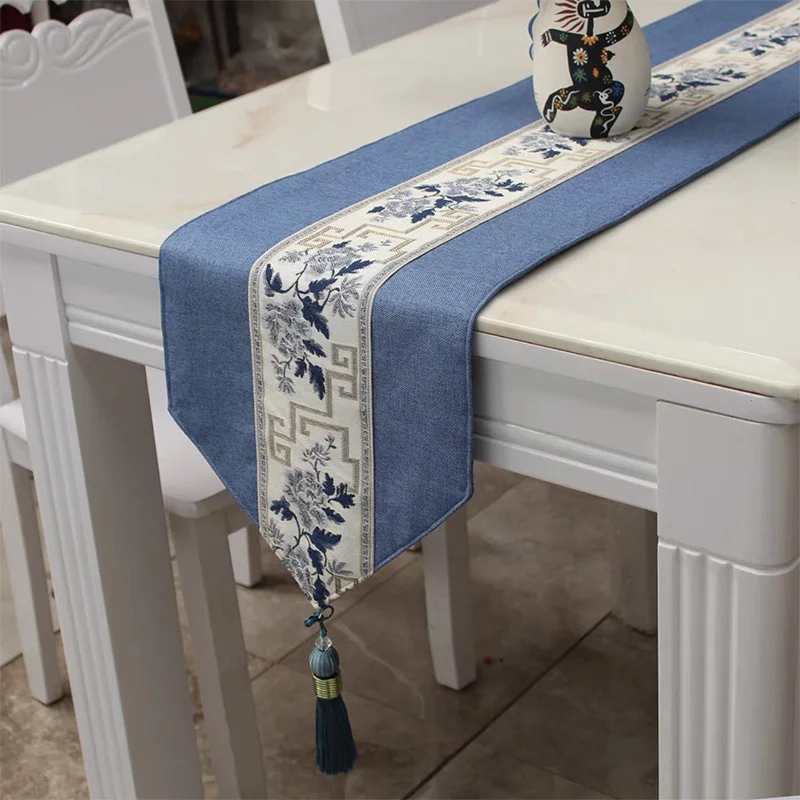

1 Piece Traditional Chinese Pattern Jacquard Table Runner Dust Proof Table Cloth Decorative Cabinet Cover 30x210cm 11.8"x82.7"