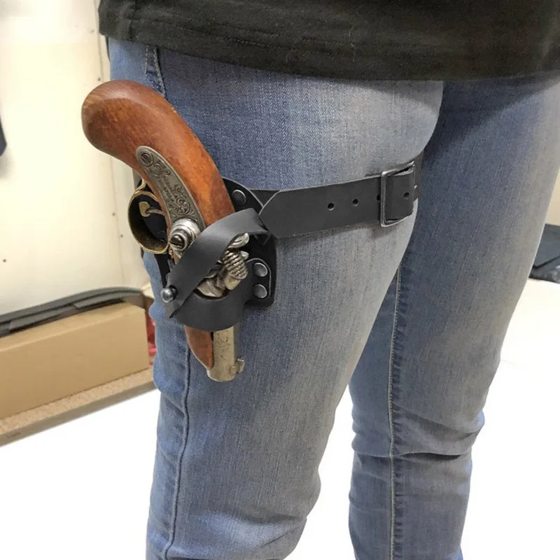 Мини-подвязка для пистолета, подвязка для ног, кобура, пиратское снаряжение экипировки, кожаный держатель Flintlock, стимпанк, Ларп, ковбойский реквизит для косплея