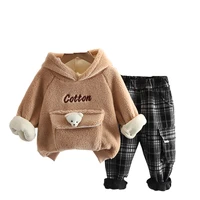 new autumn winter baby girl clothes children boys fashion thicken hoodies pants 2pcssets toddler casual costume kids tracksuits