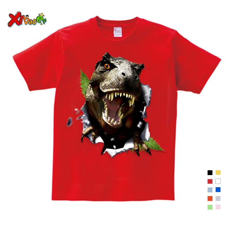 

Leisure Time Cartoon Dinosaur Animal Print Boys T Shirt Tops White Tshirt Long Sleeve 2019 Summer Clothes Kids Costume T-shirt