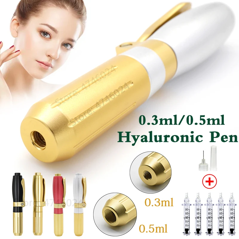 

0.3ml&0.5ml Painless Metal Hyaluronic Pen Hyaluron Acid Injection High Pressure Atomizer Lip Filler Anti-aging and Skin Nursing