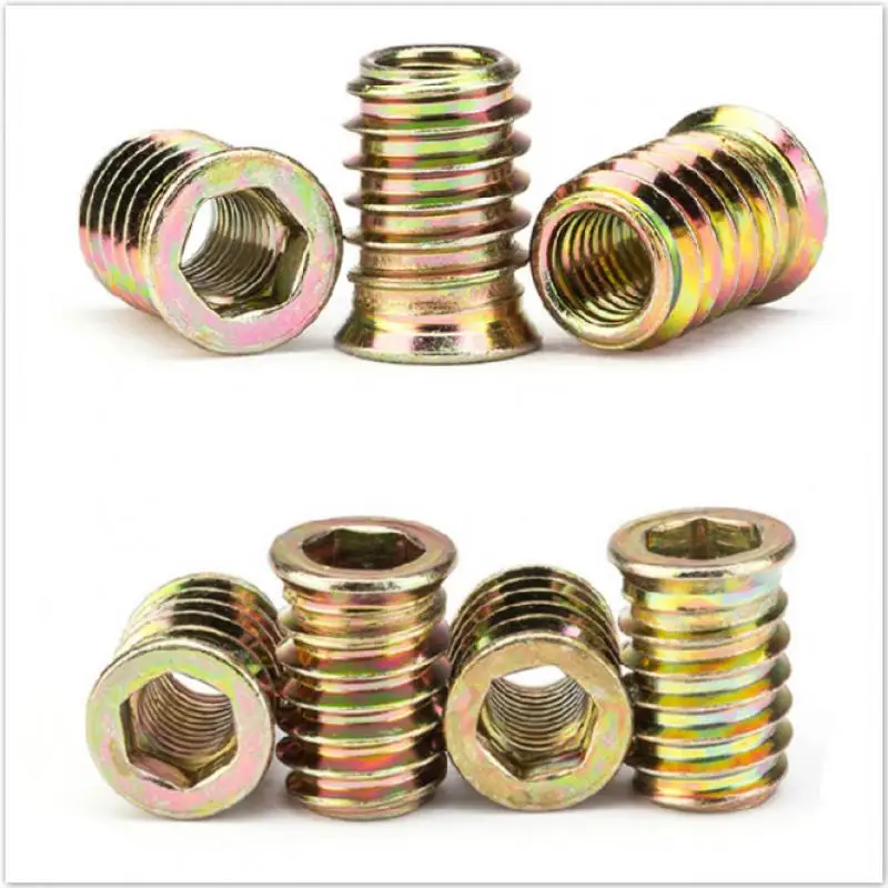 10pcs/20pcs M6 M8 M10 Zinc Alloy Iron Inside Carbon Steel Hex Socket Drive Insert Nuts Threaded For Wood Furniture