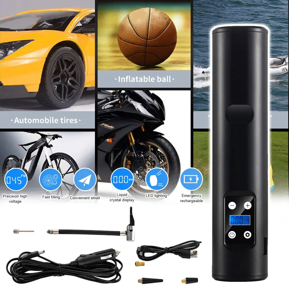 値段 12v 150psiワイヤレス電動エアーポンプ空気圧縮機usb液晶ディスプレイポータブルタイヤインフレータ自転車車オートバイ