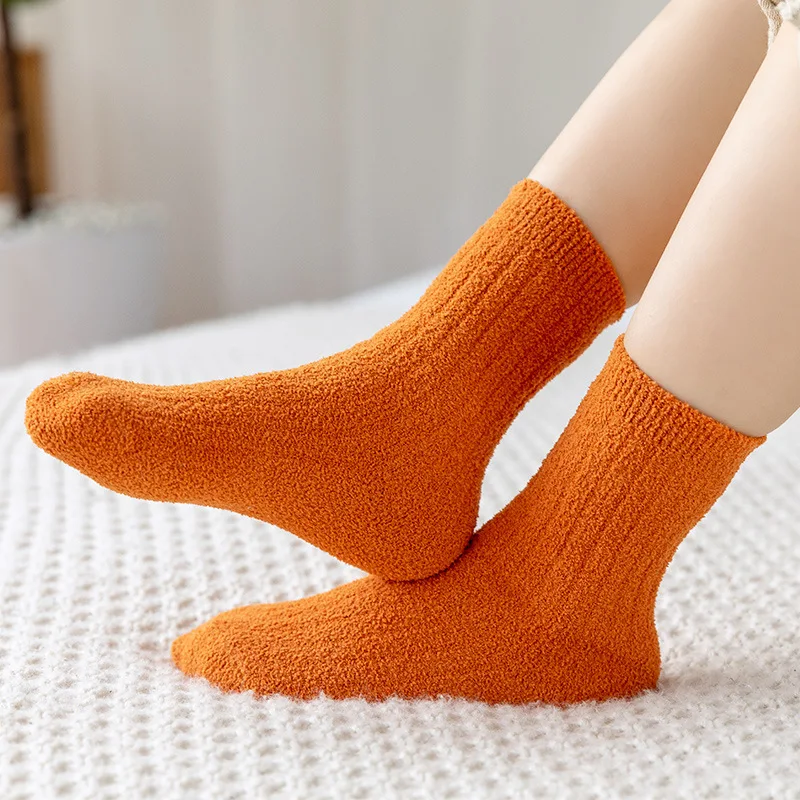 

Kids Girls Socks Winter Warm Solid Color Children's Socks for Boys Coral Velvet Baby Toddlers Tube Socks Cheap Stuff for 1-8Y