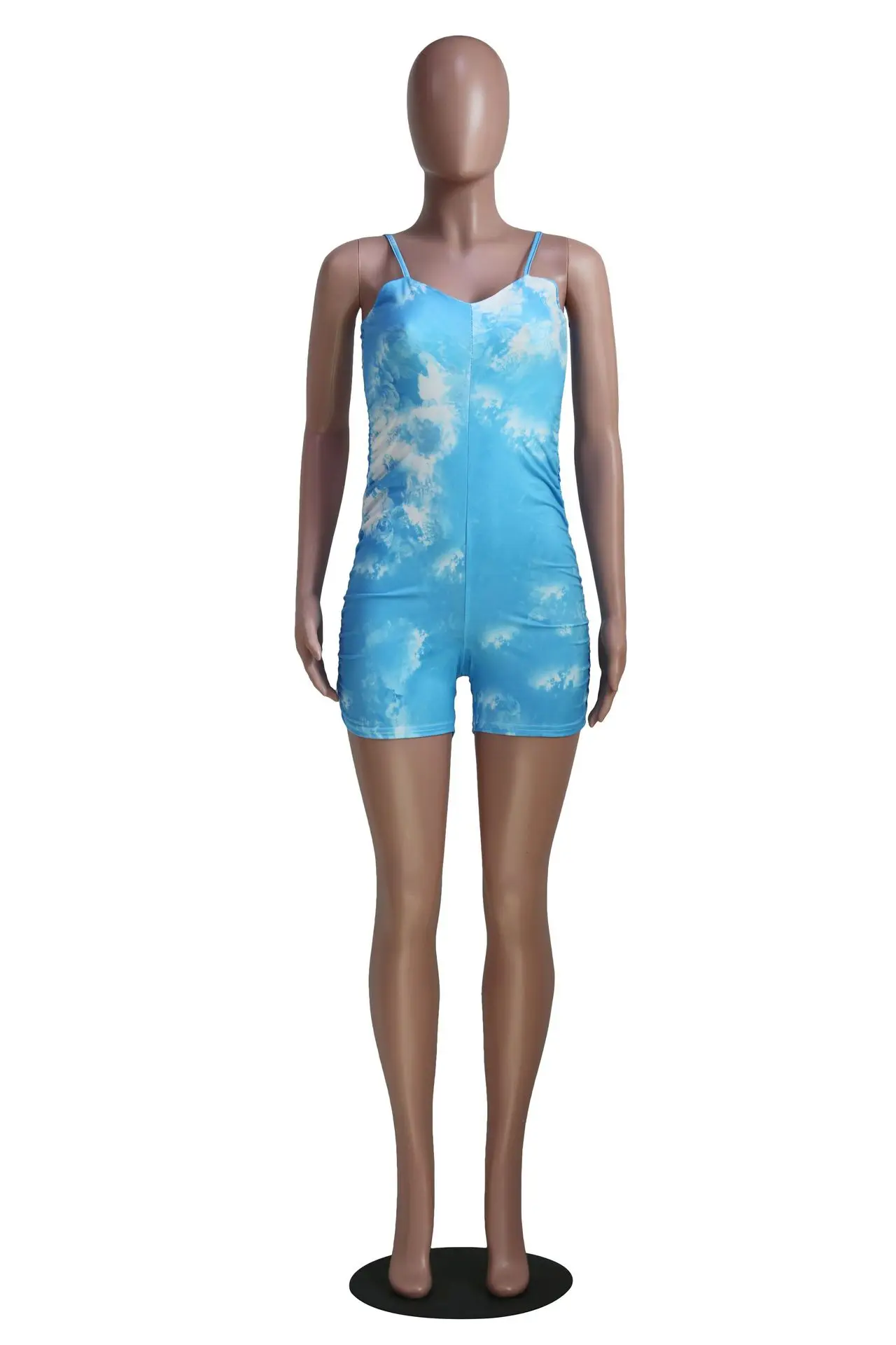 

Women's 2021 Summer Sexy Printed Tie-dye Rompsuit Spaghetti Straps Sleeveless Backless Tight Rompsuit Women's Rompsuit