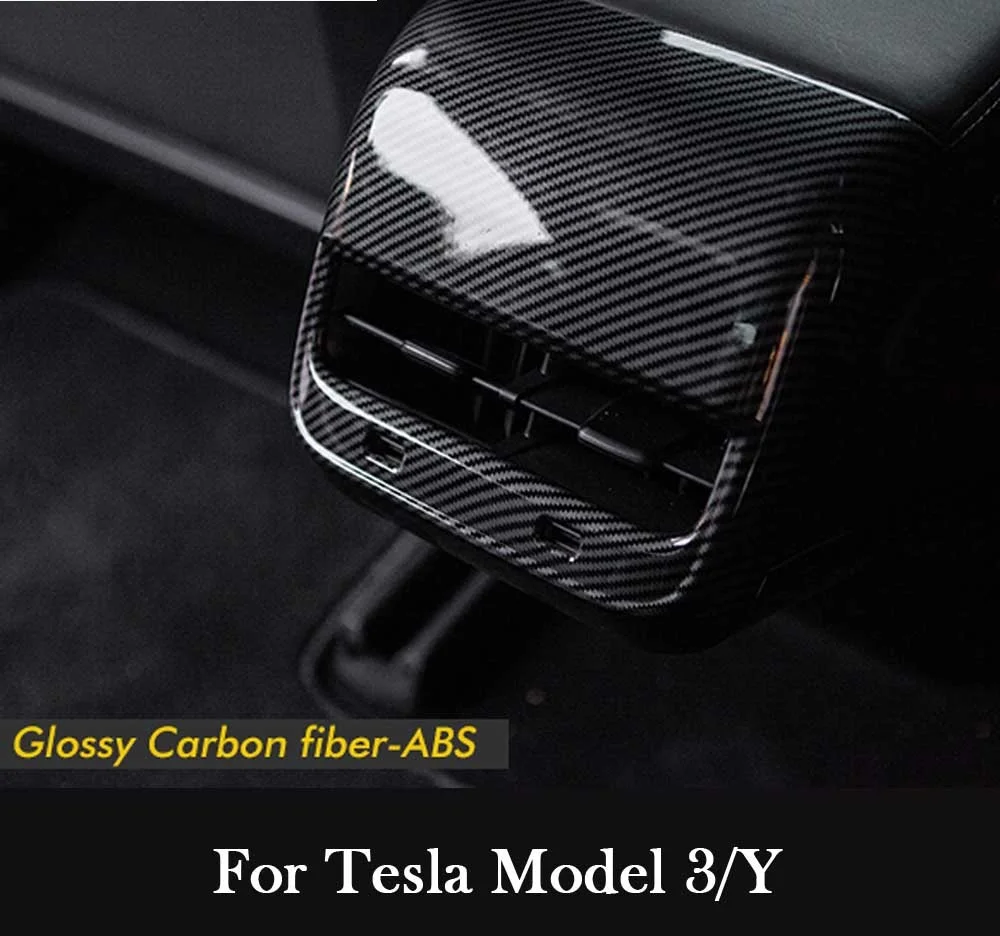 

Car Carbon Fiber ABS Rear Air Vent Outlet Cover Trim For Tesla Model 3 2017-2021 Model Y Accessories Interior 2021 New Type