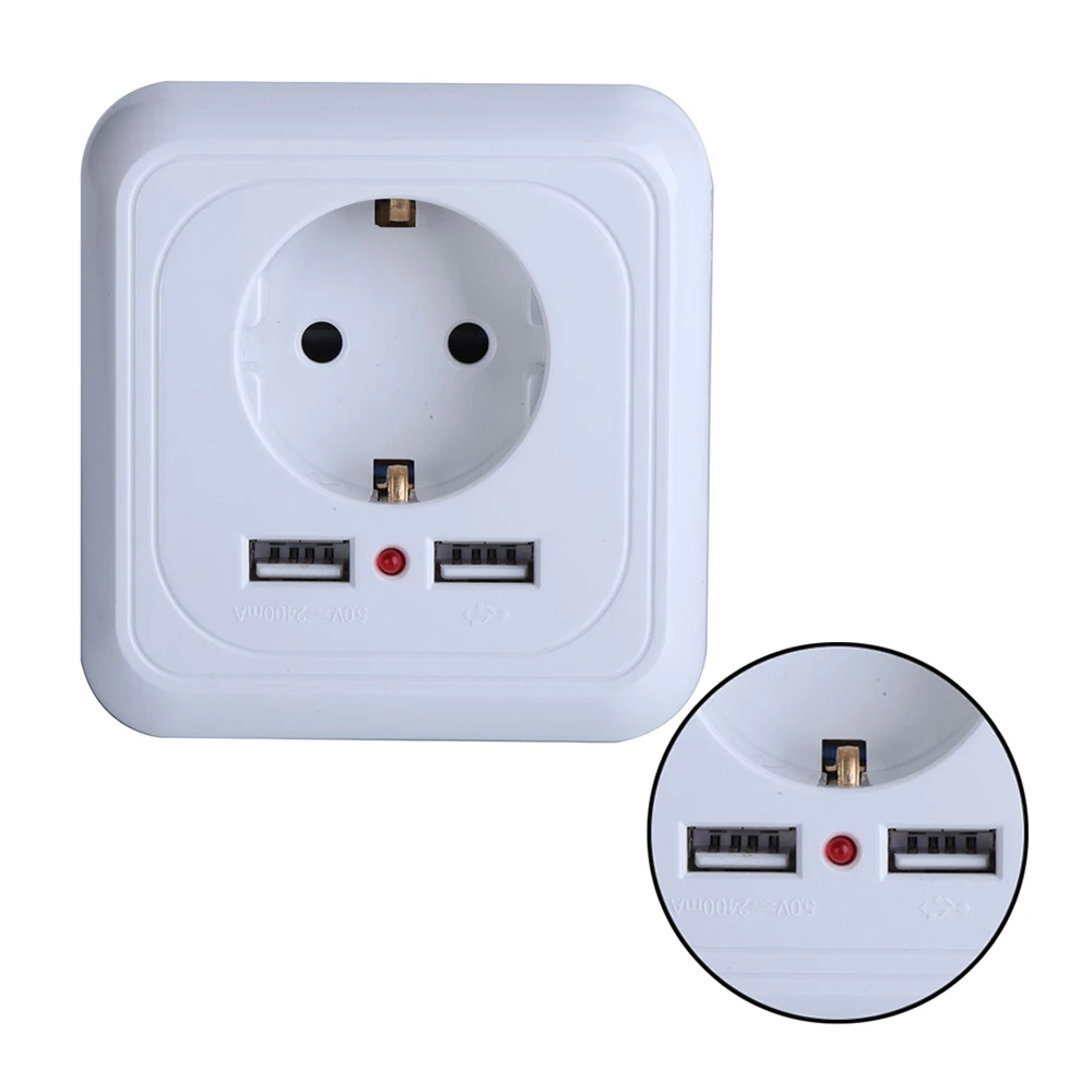 Умный дом лучший двойной USB порт 2400mA настенное зарядное устройство адаптер 16A