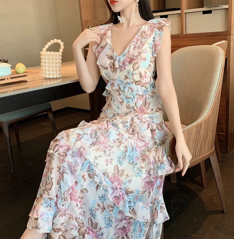 

Party Dress Luxury lace Spring Sleeveless Dresses Women Embroidery High Waist Boho Elegant 2021 Runway A-Line Autumn Vintage