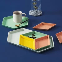nordic geometric storage fruit tray creative desktop combination tray western food cake breakfast plate 4 piece set
