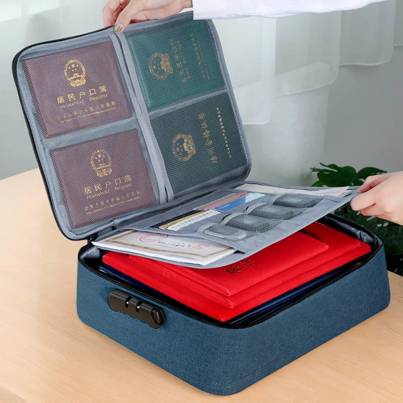 Navy multy layers New Document Bags Large Capacity Files Organizer Travel Bags Cosmetic Box Waterproof Digital Bags Document Organizer - Цвет: Navy multy layers