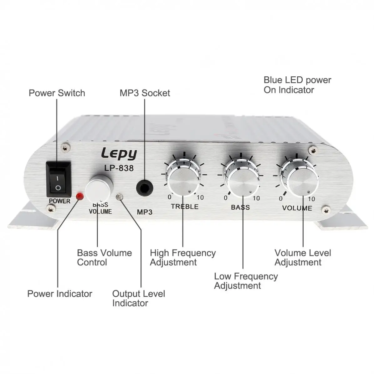 Портативный автомобильный усилитель басов lepy 12 В 2 канала мини Hi-Fi бустер радио MP3