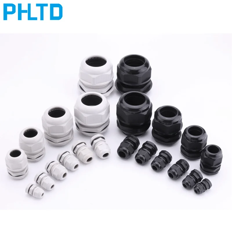 10 шт. IP68 M12 M16 M18 для проводов и кабелей диаметром 3-6,5 мм, водонепроницаемый соединитель из белого или черного нейлонового пластика.