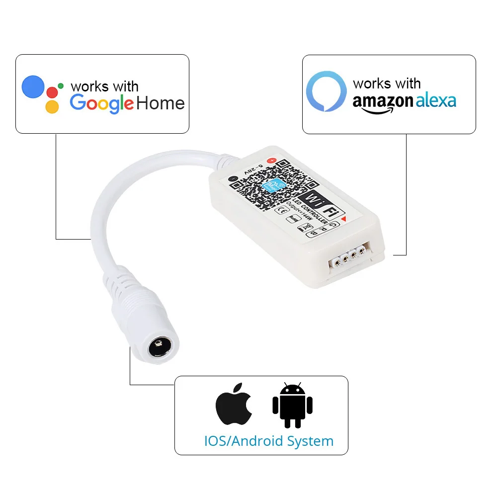 DC 12-28 в Мини wifi Bluetooth контроллер для RGB/RGBW полосы Музыки контроллер Amazon Alexa Google домашний телефон wifi контроллер