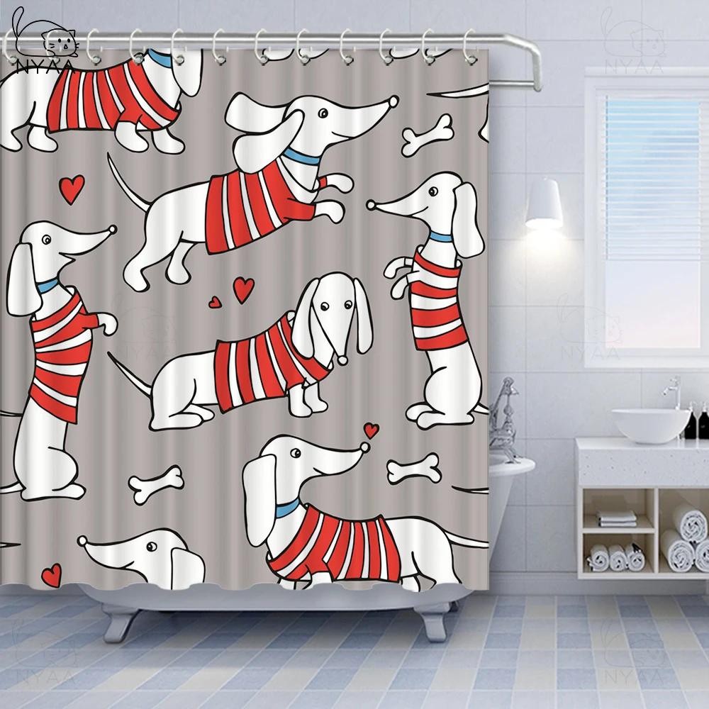 Водонепроницаемая шторка для ванны с рисунком французской собаки из мультфильма