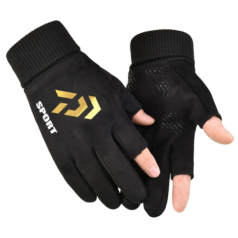 

Winter Outdoor Windproof Warm Thick Fishing Gloves Two-Finger Anti-Slip Touch Screen Full Finger Sports Cycling Fishing Gloves