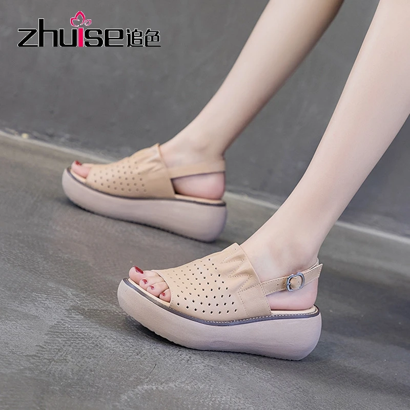 Женские сандалии Коллекция 2020 года Сезон лето Новинка Обувь с толстой подошвой