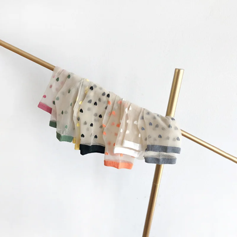 Сексуальные ультратонкие носки женские прозрачные шелковые с сердечками летние