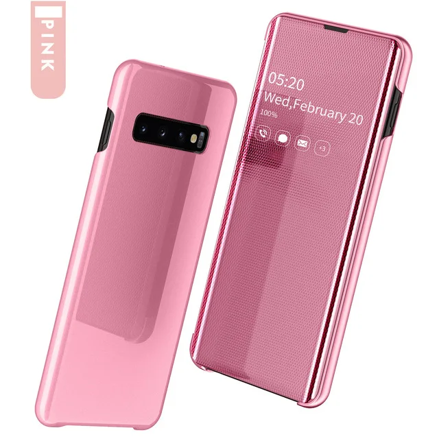 BoeYink умный зеркальный Чехол С Откидывающейся Крышкой для samsung Galaxy S10 S8 S9 плюс S10e S7 Edge Note 8 9 A50 A30 A70 A7 A750 чехол - Цвет: Rose Gold