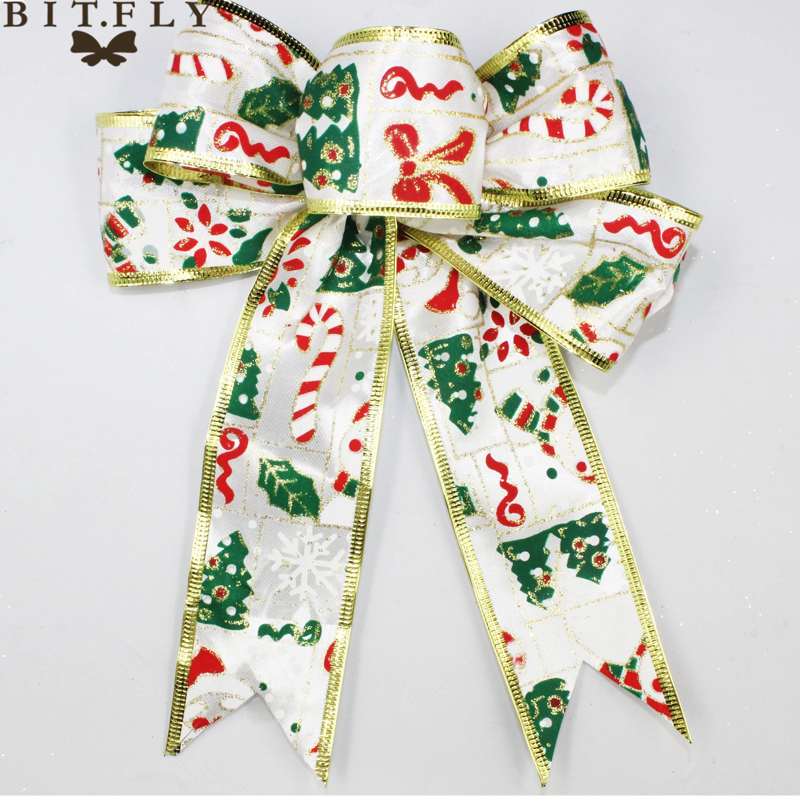 Украшение для новогодней елки бант украшение сделай сам 20 х20 см кулон-бант