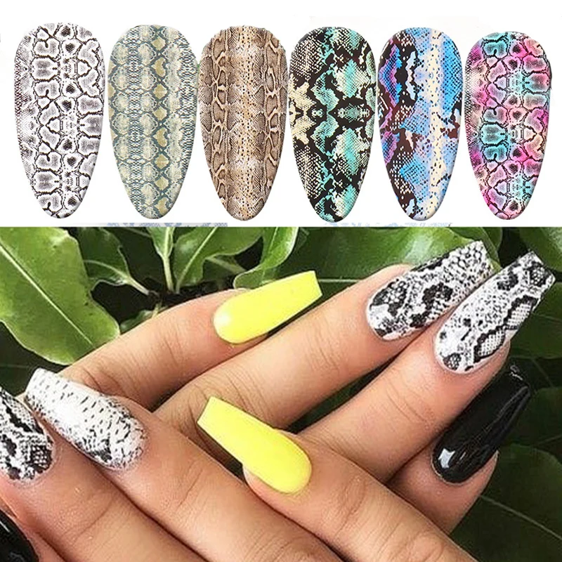 Наклейки для ногтей с принтом змеиной кожи переводные наклейки слайдеры