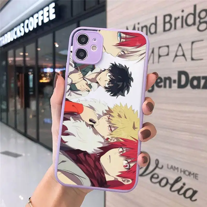 

Anime My Hero Academia Phone Case matte transparent For purple iPhone 7 8 x xs xr 11 12 pro plus max mini Clear Funda